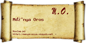 Mánya Oros névjegykártya